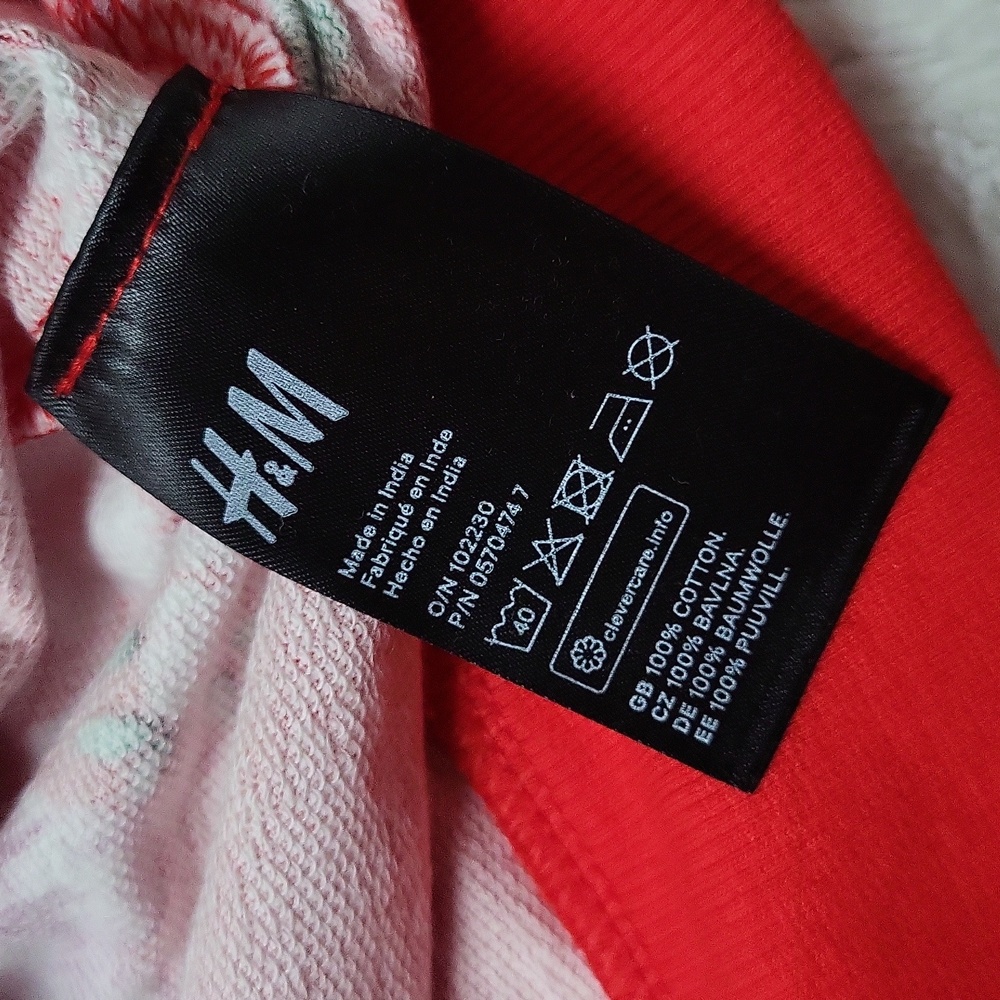 H&M 100% Cotton Red Floral Lightweight Sweatshirt Size Small, New With Tags - Picture 7 of 8